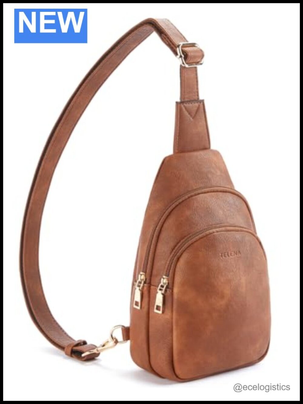 Faux Leather Crossbody Sling Bag with Multiple Pockets and Adjustable Strap